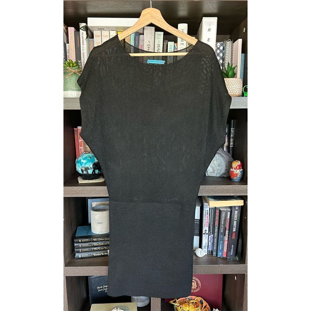 Alice+Olivia Corinne Black Metallic Sparkly Dress Size Medium